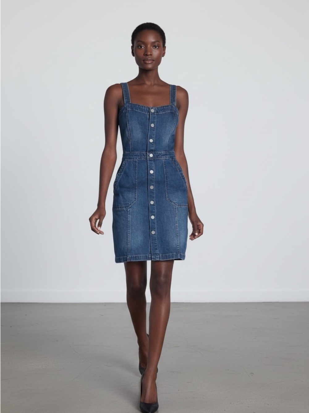 Blank NYC Dark Blue Denim Overall Dress